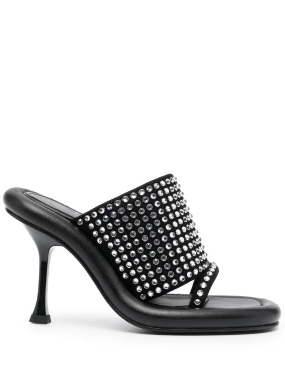 JW Anderson Black Crystal-Embellished Tube Mules Heels Size 37 / US 7